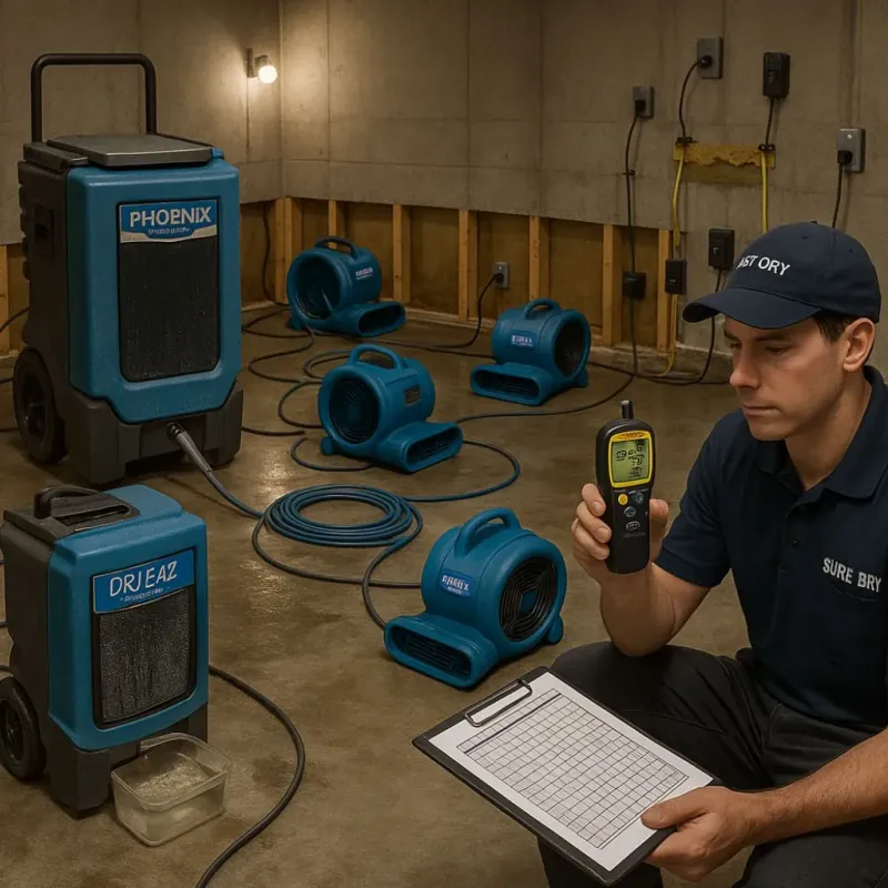 Structural Drying and Dehumidification process in La Vernia, TX